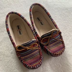 Minnetonka Stripe Moc Slippers